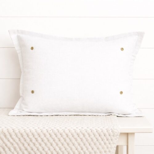 White Snap-It pillow base with interchangeable snap-on design, handmade decorative pillow