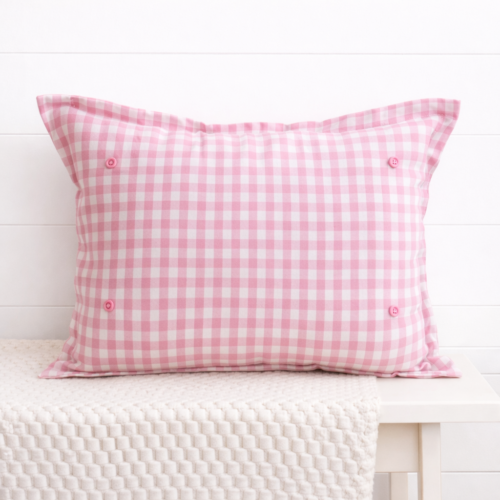 Pink Gingham Snap-It Pillow